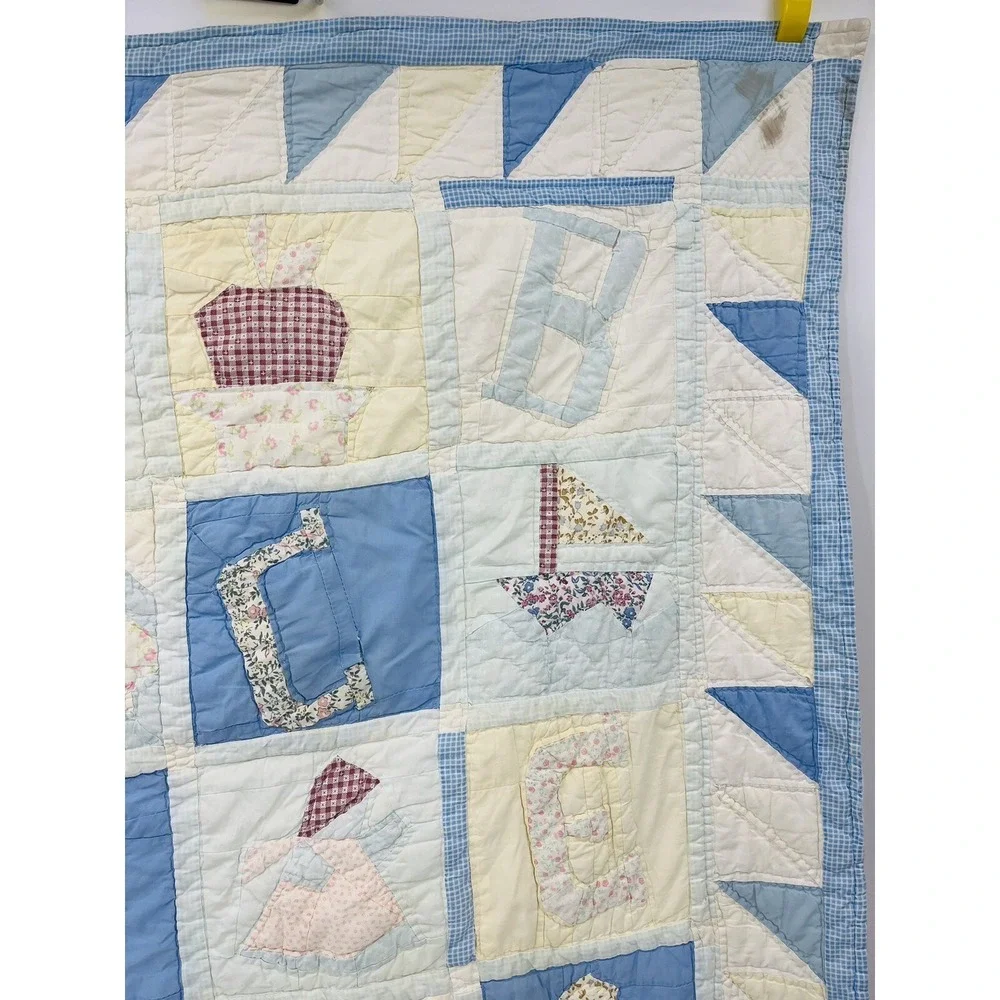 Vintage Handmade Quilt Alphabet Baby Nursery Crib ABC 34